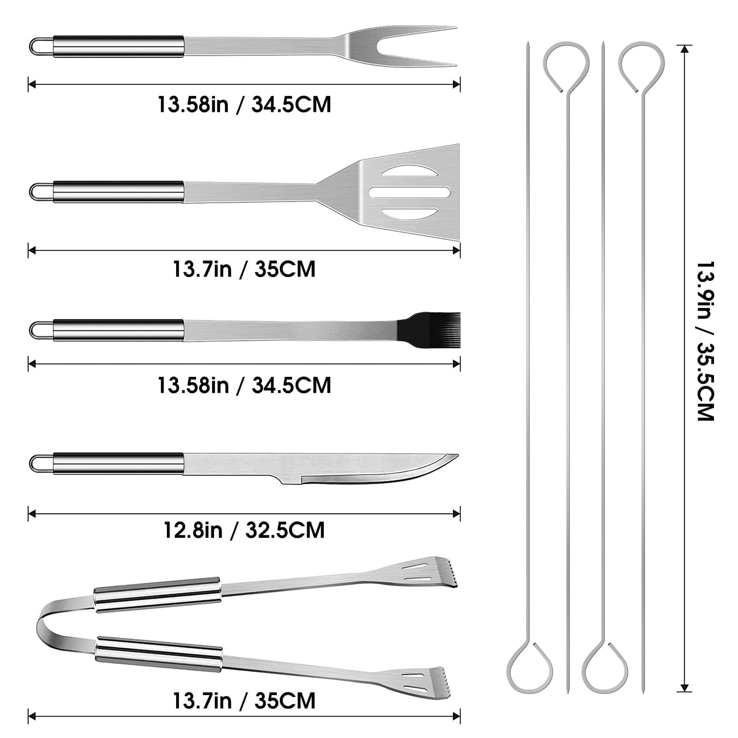 BBQ Utensil Set Stainless Steel Professional Barbecue Accessories Grill Tool with Bag Easy to Carry (9)