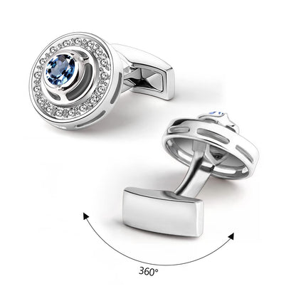 - Mr.Van Classic Cufflinks | Navy Blue Crystal Cufflinks For Men -