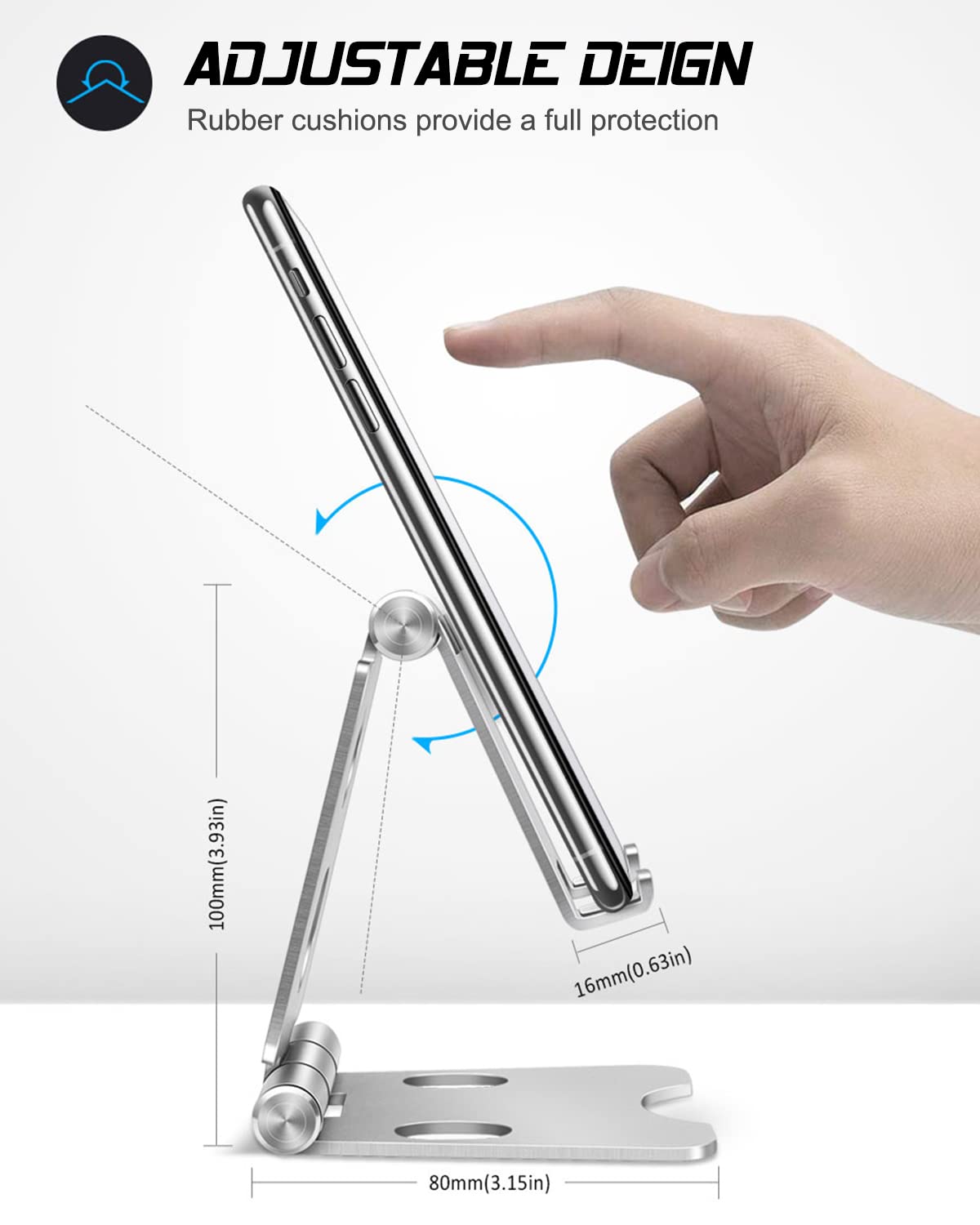 - Wurycia Adjustable Phone Stand, Full Aluminum Foldable Desktop Holder Phone Stand for 4-11'' Cellphones and Tablets