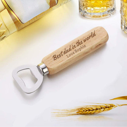 - Personalised Wooden Handle Bottle Opener -