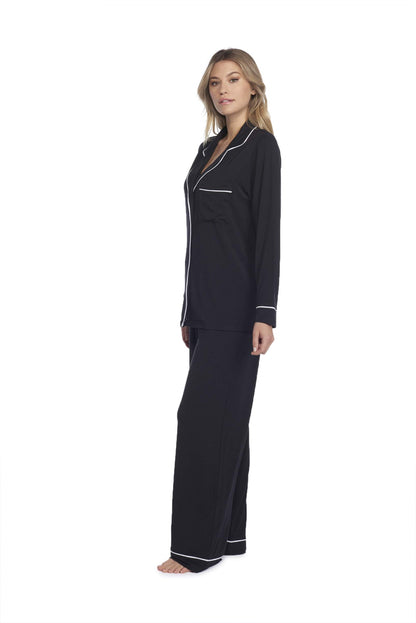 - Luxe Milk Jersey Piped Pajama Set -