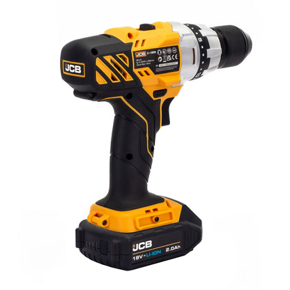 - JCB 18V Cordless Drill Driver | 2.0Ah Battery | Fast Charger | Variable Speed & 16+1 Position Torque | LED Light -