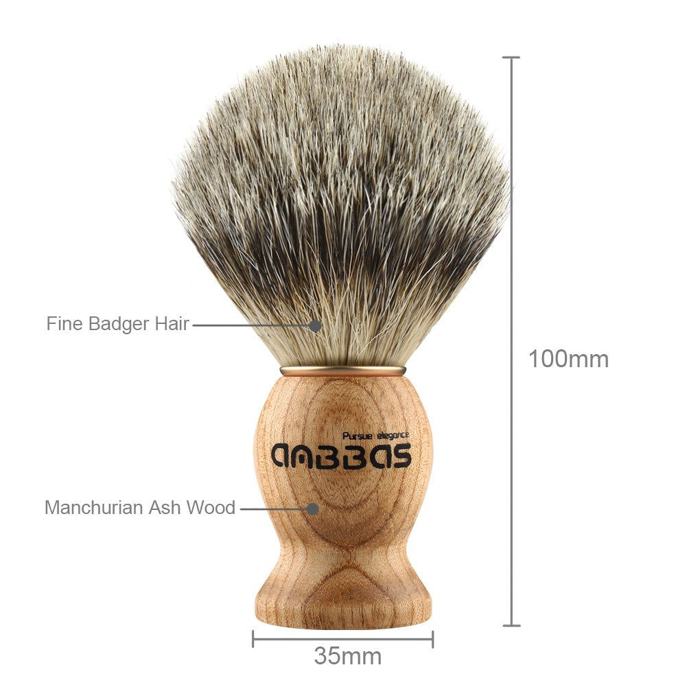 Anbbas Shaving Brush, Handmade Pure Badger Hair Brush with Natural Manchurian Ash Wood Handle for Men Traditional Wet Shaving Starer
