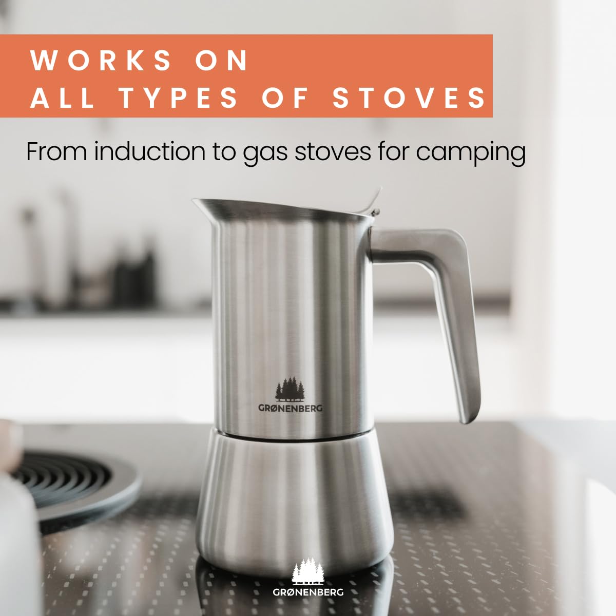 - Groenenberg Moka Pot | Premium Espresso maker (4-6 Cup) made of stainless steel I Induction-Safe -