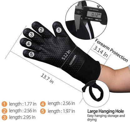 - GEEKHOM Silicone Oven Gloves|  Heat Resistant Silicone Oven Mitts | BBQ Gloves -