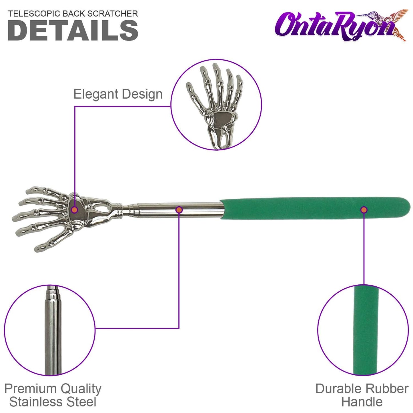 - OntaRyon Telescopic Back Scratcher | Novelty Gifts for Men & Women | Portable Handheld Massage Stick -