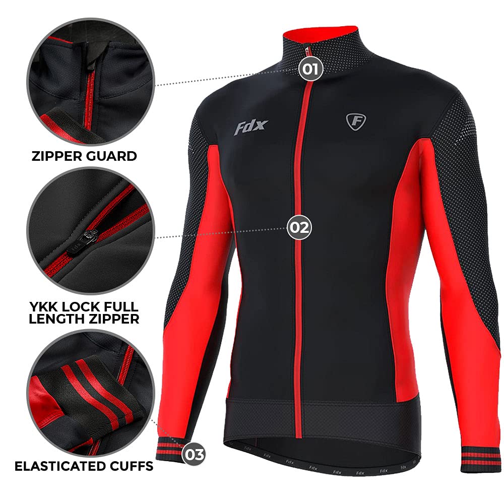 - FDX Men’s Thermodream Winter Cycling Jersey Long Sleeve | Water Resistant | Windproof -