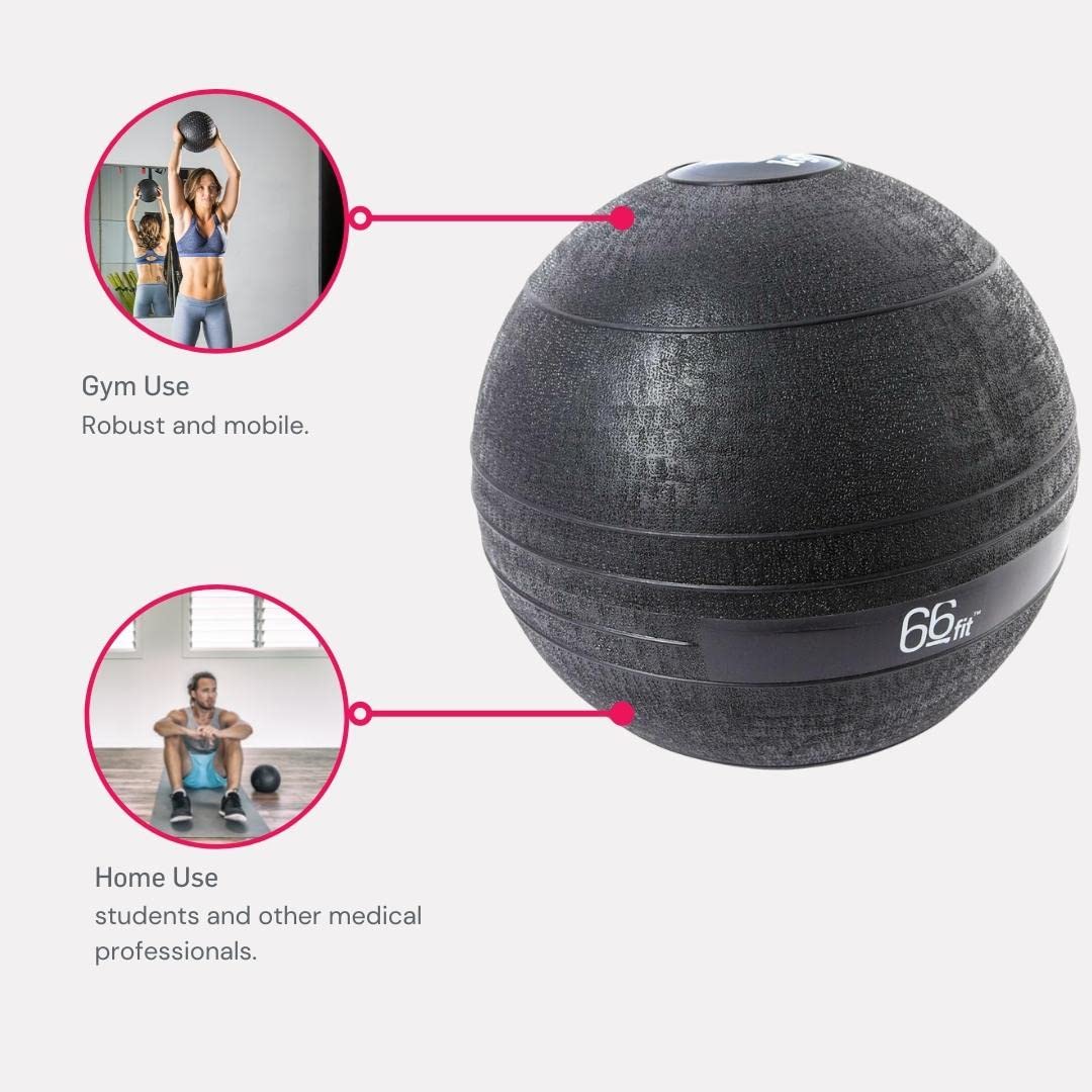 66fit Slam Ball - Black (10kg) Gym & Home Training for Workout, Strength Building, Resistance Training, Weight Loss