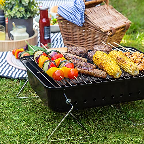 - George Foreman | On-The-Go Portable Charcoal BBQ | Sturdy Foldable Legs -