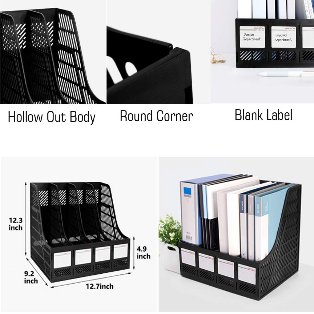 - SAYEEC Sturdy Desktop 4 Sections Plastic Magazine Holders | Frames File Dividers -