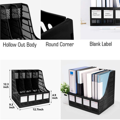 - SAYEEC Sturdy Desktop 4 Sections Plastic Magazine Holders | Frames File Dividers -