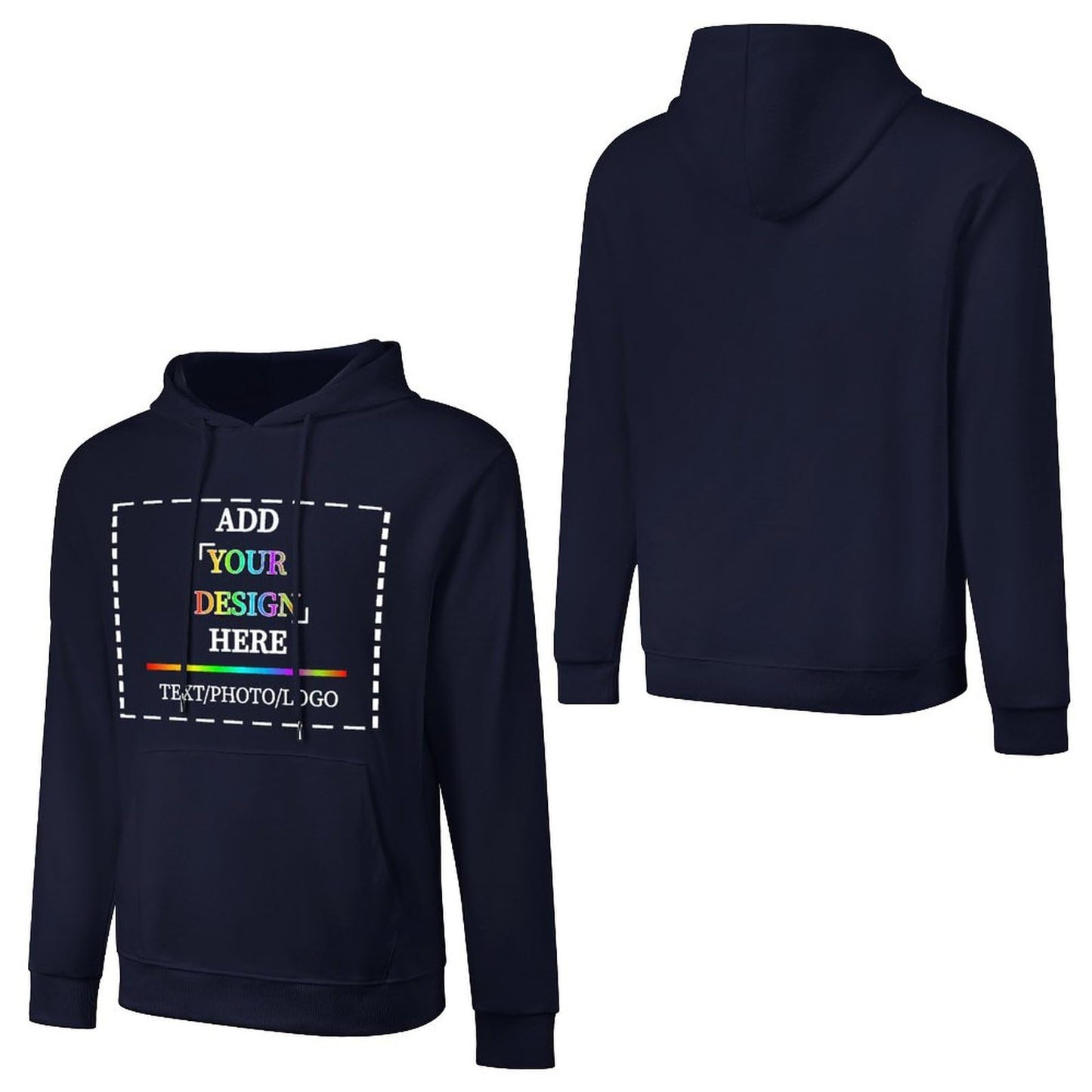 Custom Men's and Women's Hoodies Design Your Own Personalized DIY Pictures and Text Fall Winter Hooded Front (UK, Alpha, 5XL, Regular, Regular, Navy Blue)