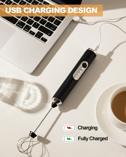 - FIOUSY Handheld Electric Milk Frother With 2 Heads | Coffee Whisk Foam Mixer with USB Rechargeable | 3 Speeds -