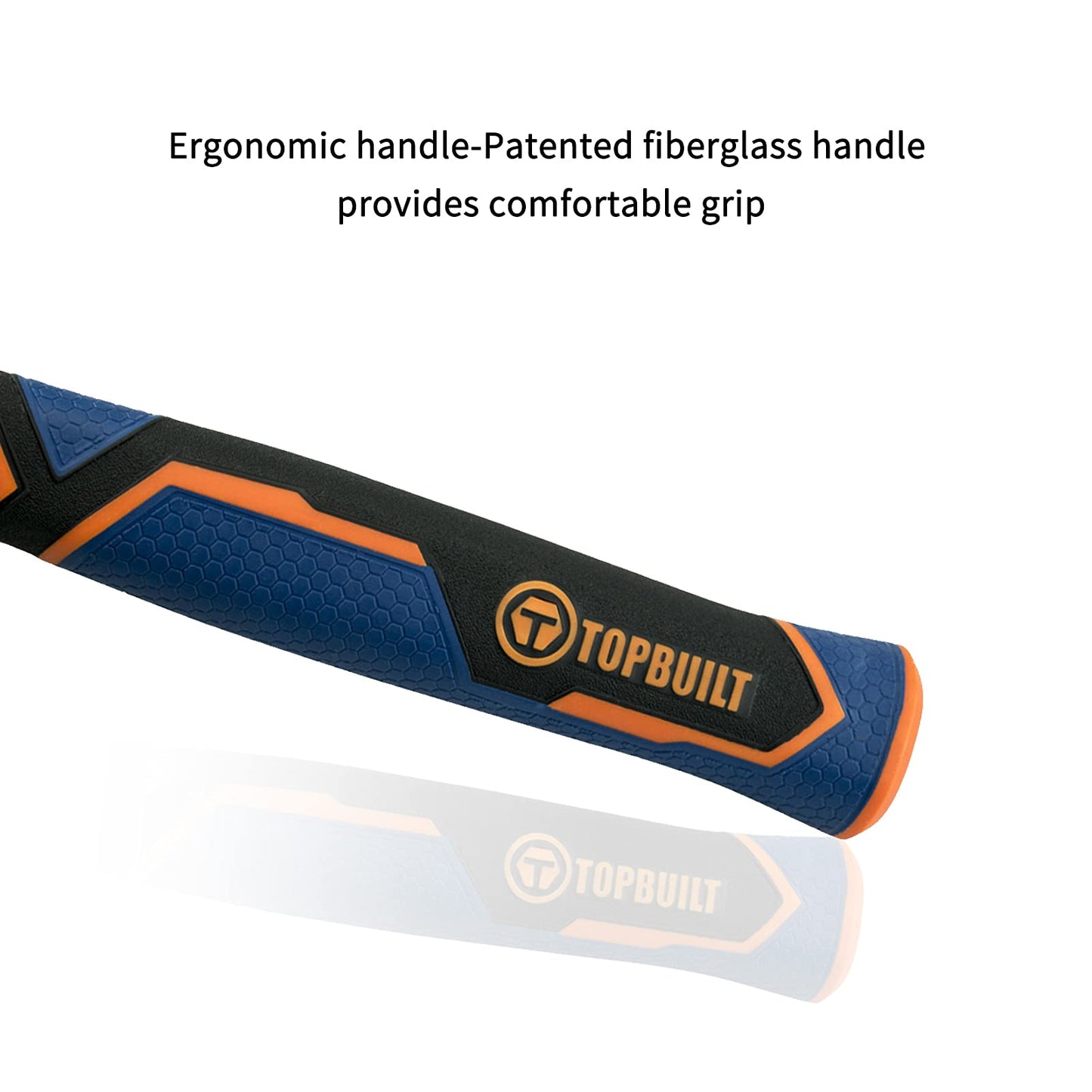 - T TOPBUILT | Curved Claw Hammer | 20oz | Forged Steel and Fiberglass Shock Resistant Non Slip Handle -