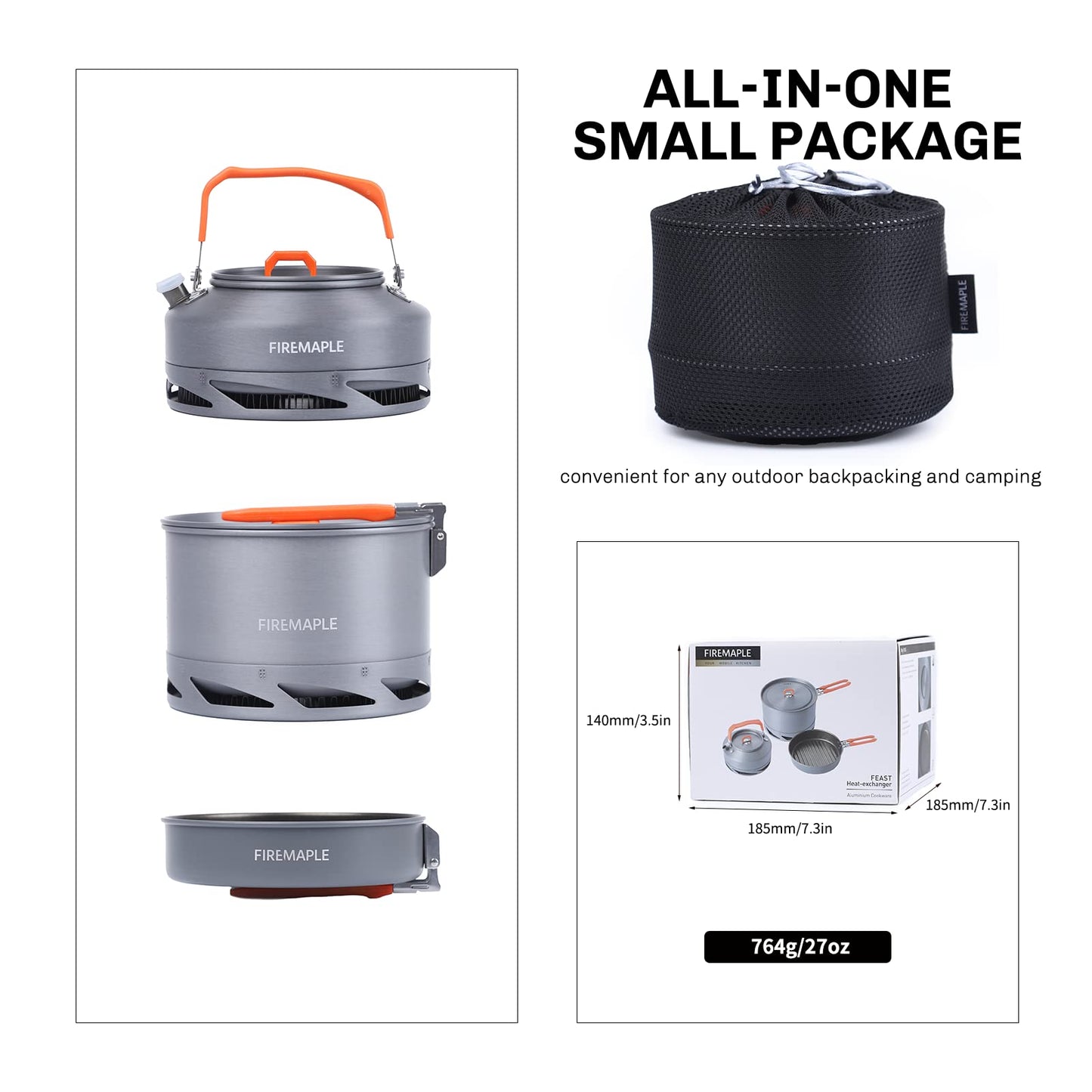 - Fire-Maple Feast Heat Exchanger Set | Compact Camping Cookware Kit | Nested Design -