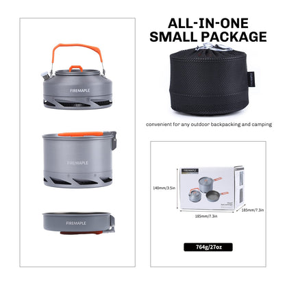 - Fire-Maple Feast Heat Exchanger Set | Compact Camping Cookware Kit | Nested Design -