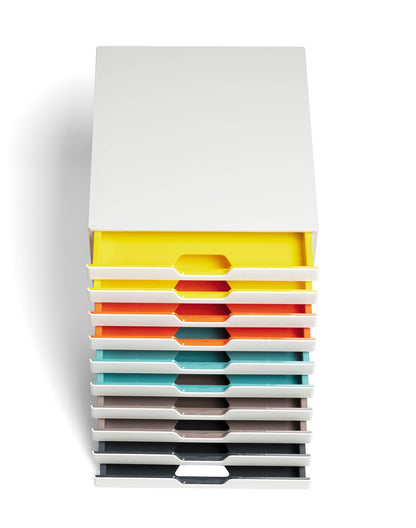 - Durable VARICOLOR MIX 10 Drawer Unit | Desktop Drawer Set with 10 Colour Coded Draws | Ideal for Storing Documents and Paper Work -