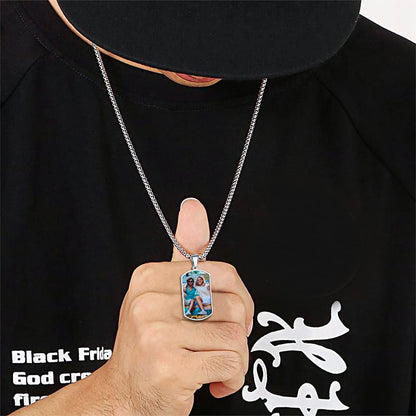 - Personalised Necklace for Men | Engraved Jewellery  | Stainless Steel Photo Chain -