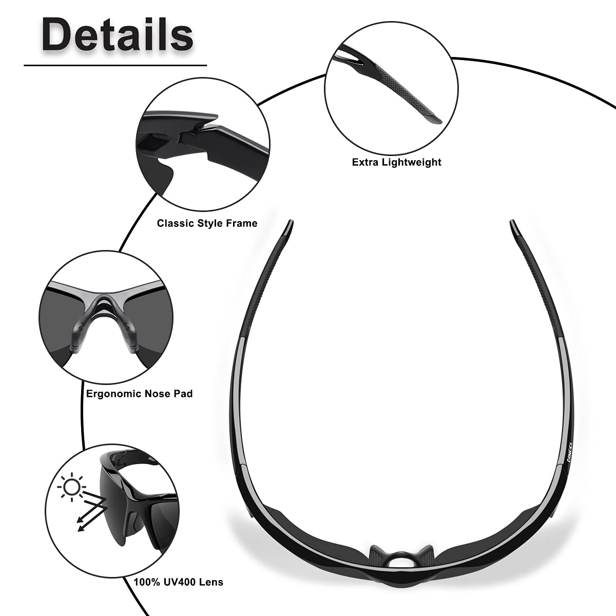 BONDDI Sunglasses Men - Polarized Sports Sun Glasses Ultra Light Unbreakable Frame Eyewear UV400 Protection for Man Women