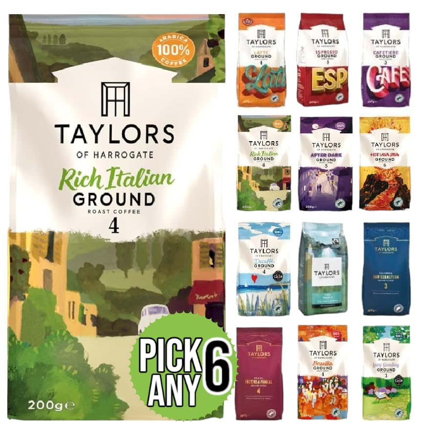 - Taylors of Harrogate Ground Coffee | (Each Pack 200g) | Pick Any 6 from 12+ Flavours -