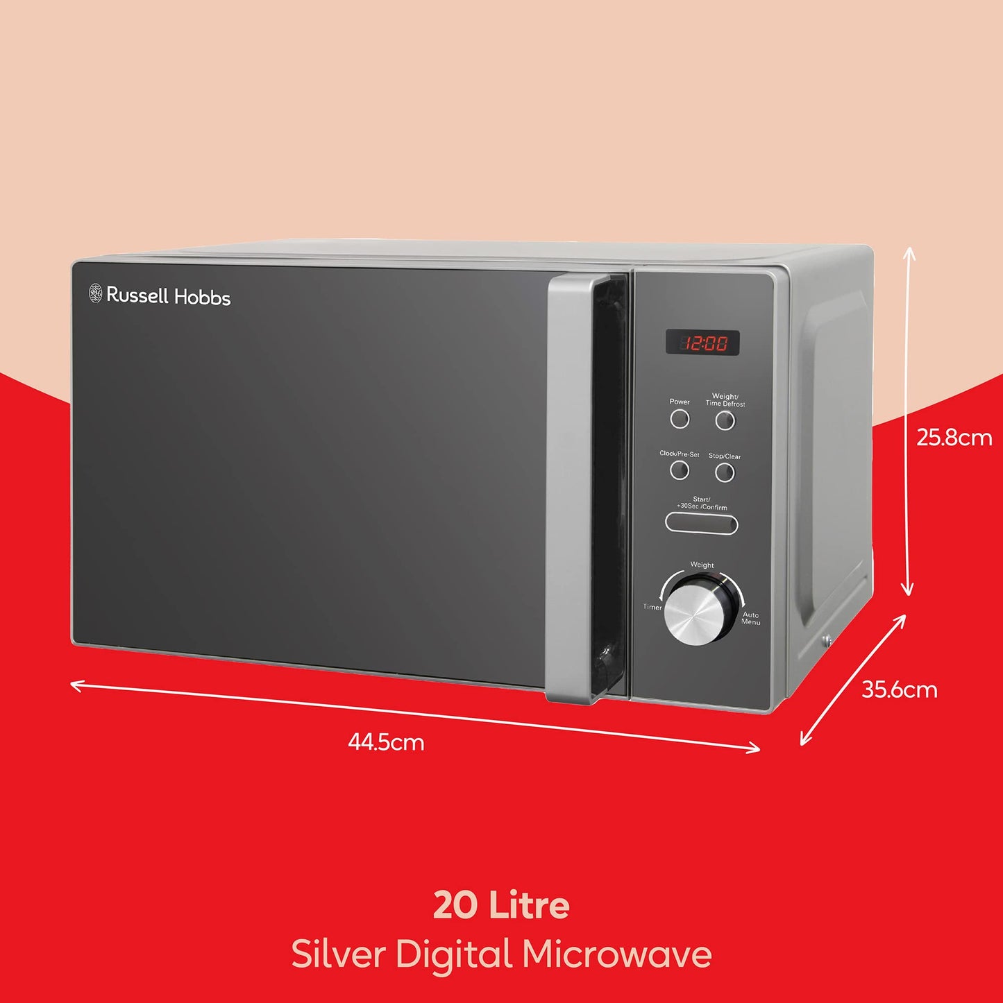 - Russell Hobbs | Freestanding Compact Microwave | 800 W | Silver -