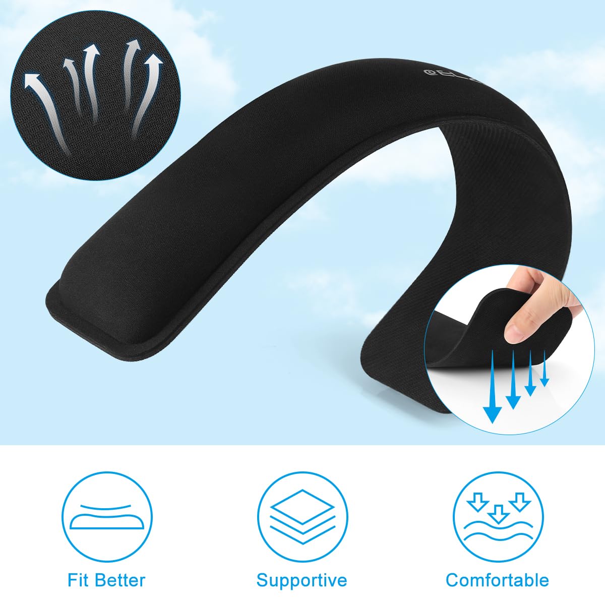 - ELZO Keyboard & Mouse Wrist Rest Pad Support | 65D High-Density Thicken Memory Foam Padding -