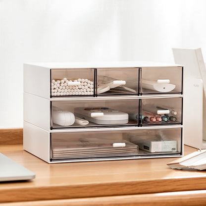 Desktop Organizer-Stackable Organizer Drawers, Plastic Drawers Organizer Perfect for Collection Small Item/Cosmetic Office Organization - 6 drawers (White)