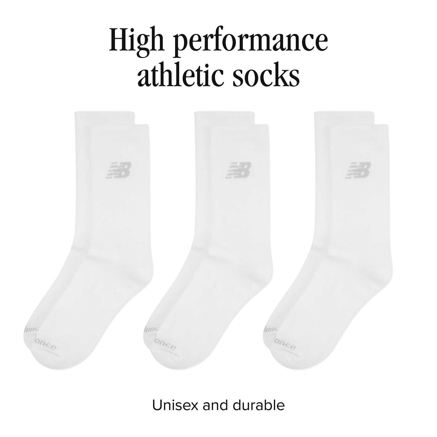 - New Balance Unisex 3 Pack Crew Socks | White -