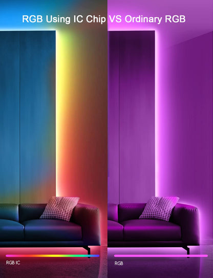 - Led Strip Lights with Remote and APP Control | 10m Lights | RGB Using IC Chips Control Rainbow Colour -