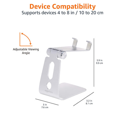 Amazon Basics Adjustable Cell Phone Stand for iPhone and Android , Silver