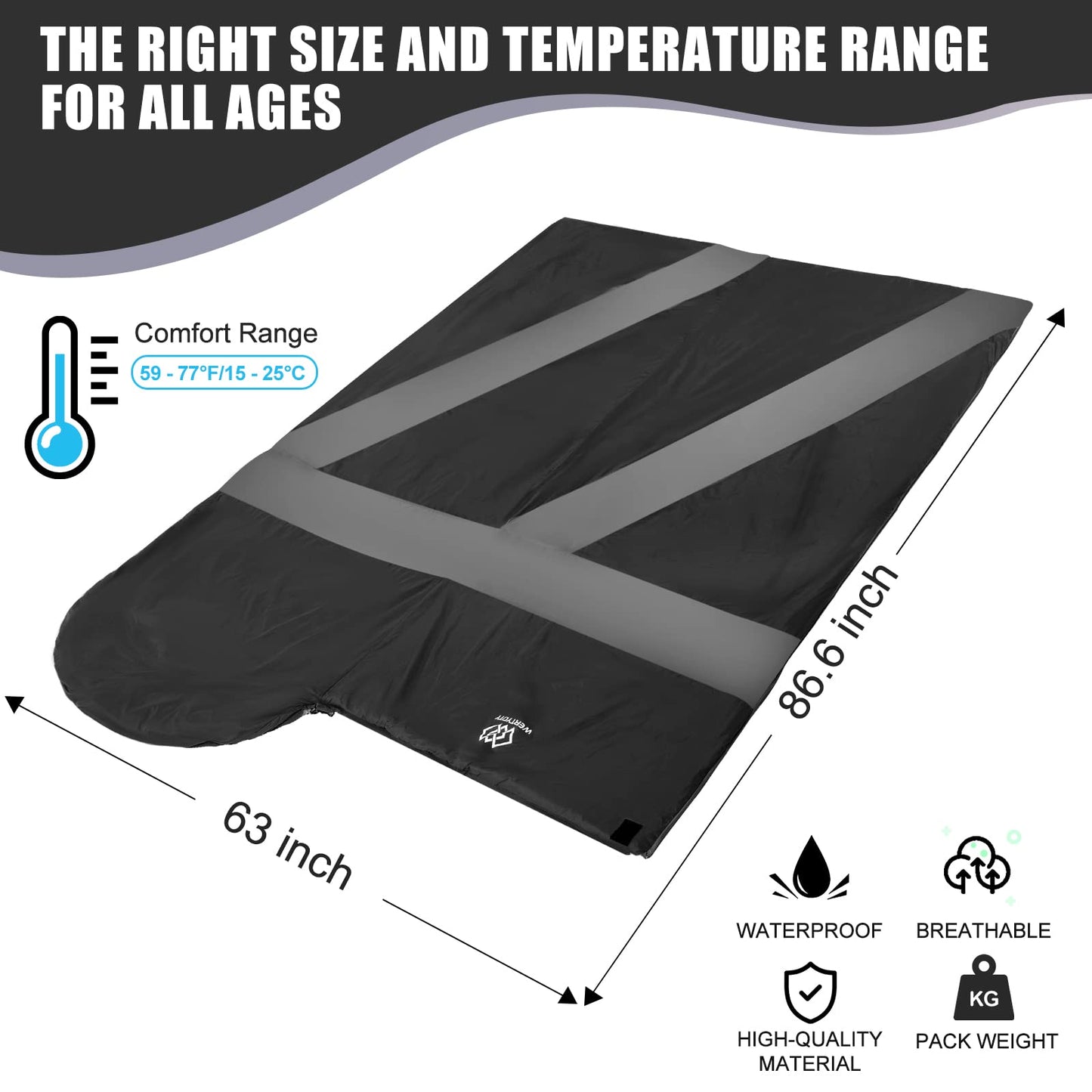 - Ultralight Warm Weather Sleeping Bag for Kids Girls Boys Adults -