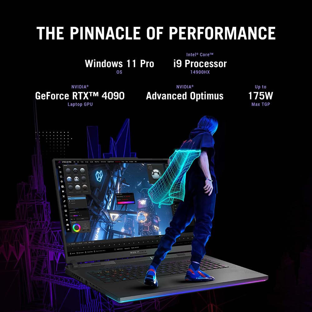 ASUS ROG Strix SCAR 18 G834JYR 18.0" WQXGA 240Hz 1100 nits Gaming Laptop (Intel i9-14900HX, NVIDIA GeForce RTX 4090, 32GB RAM, 2TB SSD, Windows 11 with 3 Months Game Pass)