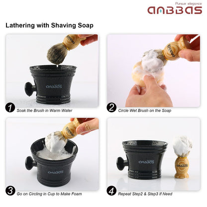 - Shaving Set | 4pcs | Badger Hair Shaving Brush | Stainless Steel Shaving Brush Stand | Perfect for Dad Gift -