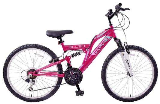 Arden Blush 24" Wheel Girls Kids Mountain Bike Full Dual Suspension 21 Speed 14" Frame Pink Age 8+