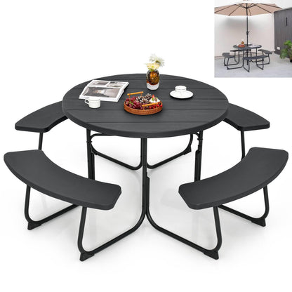 - TANGZON 8 Seater Picnic Table and Bench | Round/Square Camping Table -