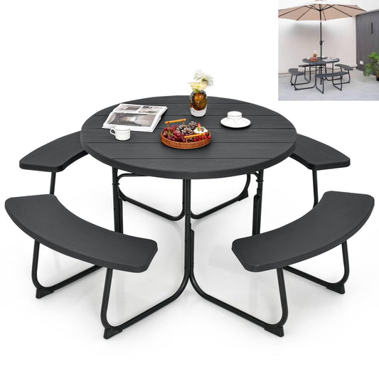 - TANGZON 8 Seater Picnic Table and Bench | Round/Square Camping Table -