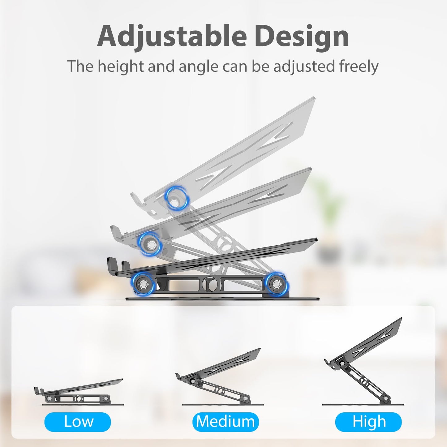 - Nayka Adjustable Laptop Stand for Desk | Metal Foldable Laptop Riser -