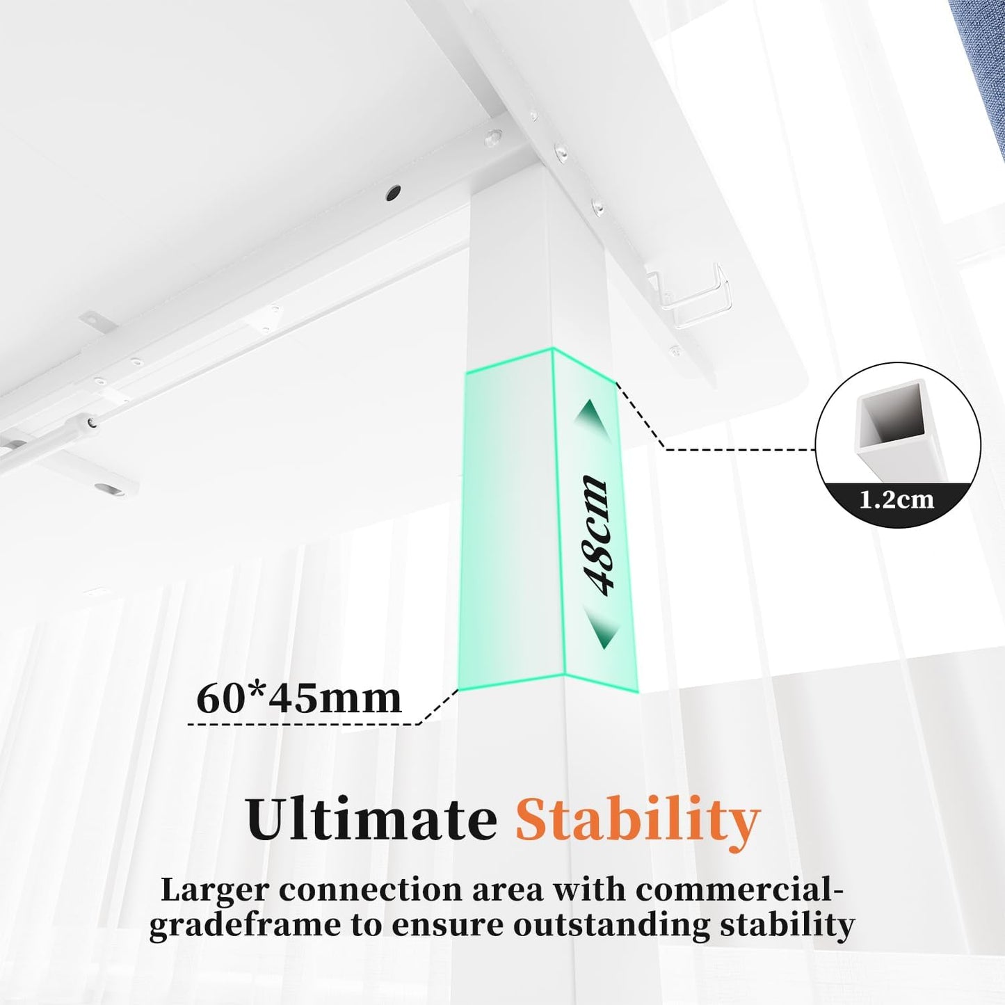 Devoko Electric Standing Desk 120x60cm Sit Stand Table Height Adjustable Desk with Backpack Hook and Memory Smart Pannel, White