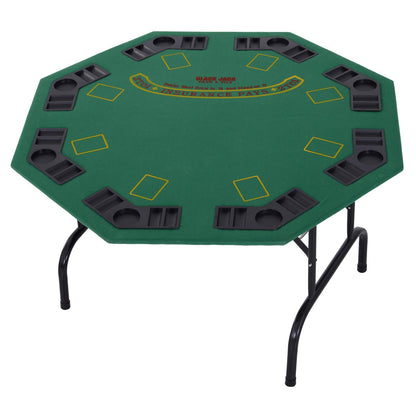 - HOMCOM 8 Player Folding Games Poker Table | Chip Cup Holder | Steel Base | Felt Top | Octagon -