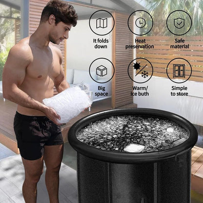 367L Portable Ice Bath for Cold Water Therapy Training/an Ice Bathtub with Cover for Athletes-Adult Spa for Ice Baths and Soaking-Outdoor Cold Plunge Tub,Foldable Bathtub Indoor Outdoor Use