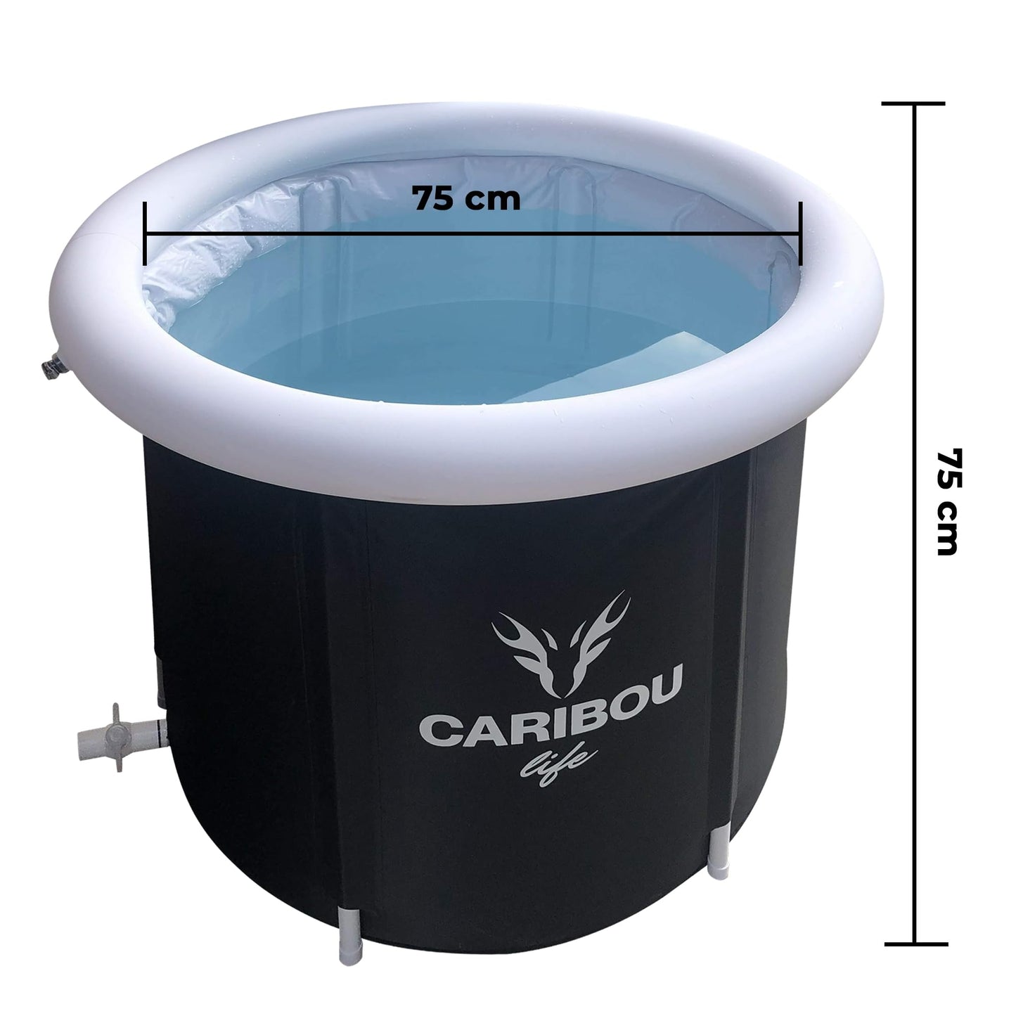 Caribou Life Ice tub bath. Portable Ice Tub 75x75cm. Adult cold tub for recovery and therapy. 5 layers. Lid and bag included.