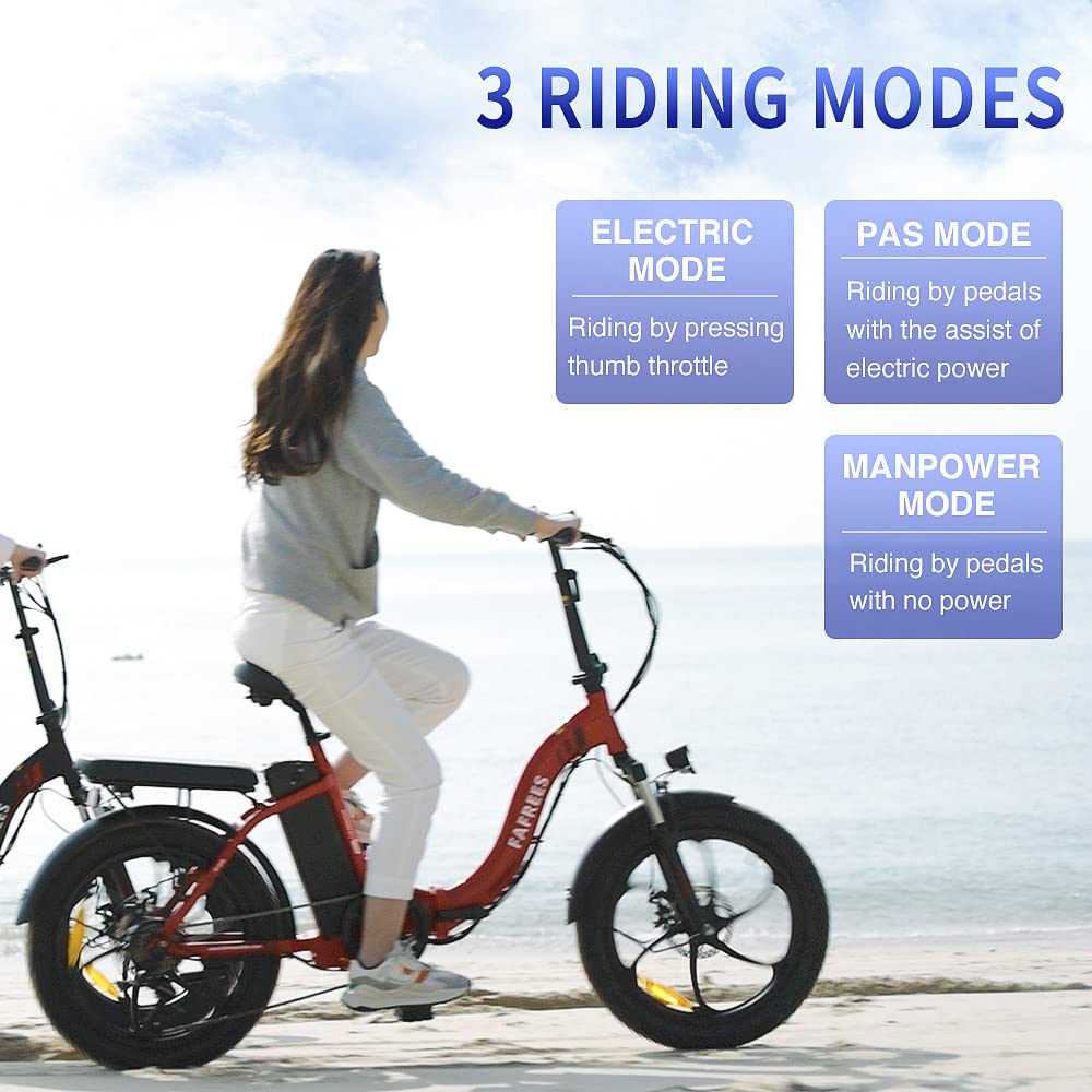 - Fafrees Electric Bike, 20" Folding Electric Bikes for Adults | 36V 16Ah/576Wh Removable Battery Ebike 90KM Mileage Pedal Assist | 3.0" Fat Tire Electric Bike -
