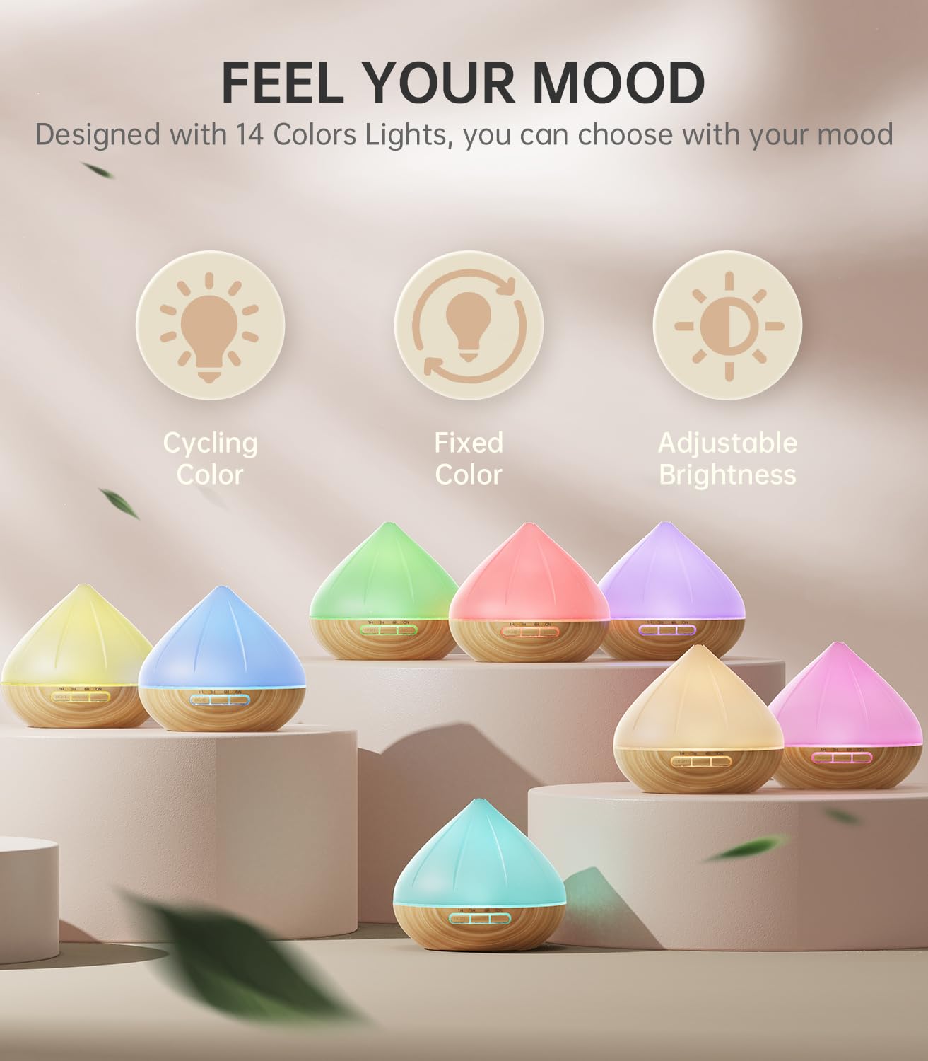 - Essential Oil Diffuser | 500ml Aromatherapy Diffuser | 8x10ml Essential Oils Set -