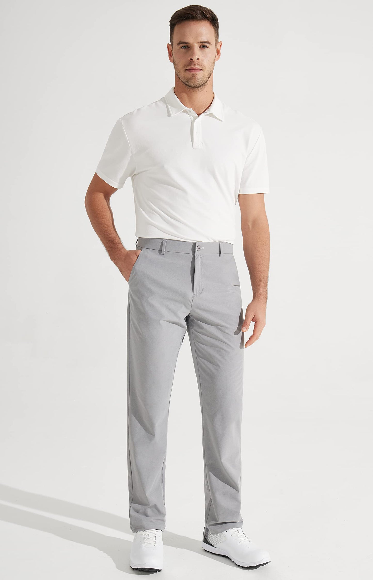 - Libin Mens Golf Trousers | Slim Fit Stretch Work Dress Pants -