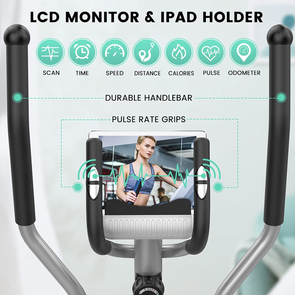 - Dripex Cross Trainers Magnetic Elliptical Machine | 8 Level Adjustable Resistance 6KG Flywheel | Pulse Sensor | LCD Monitor -