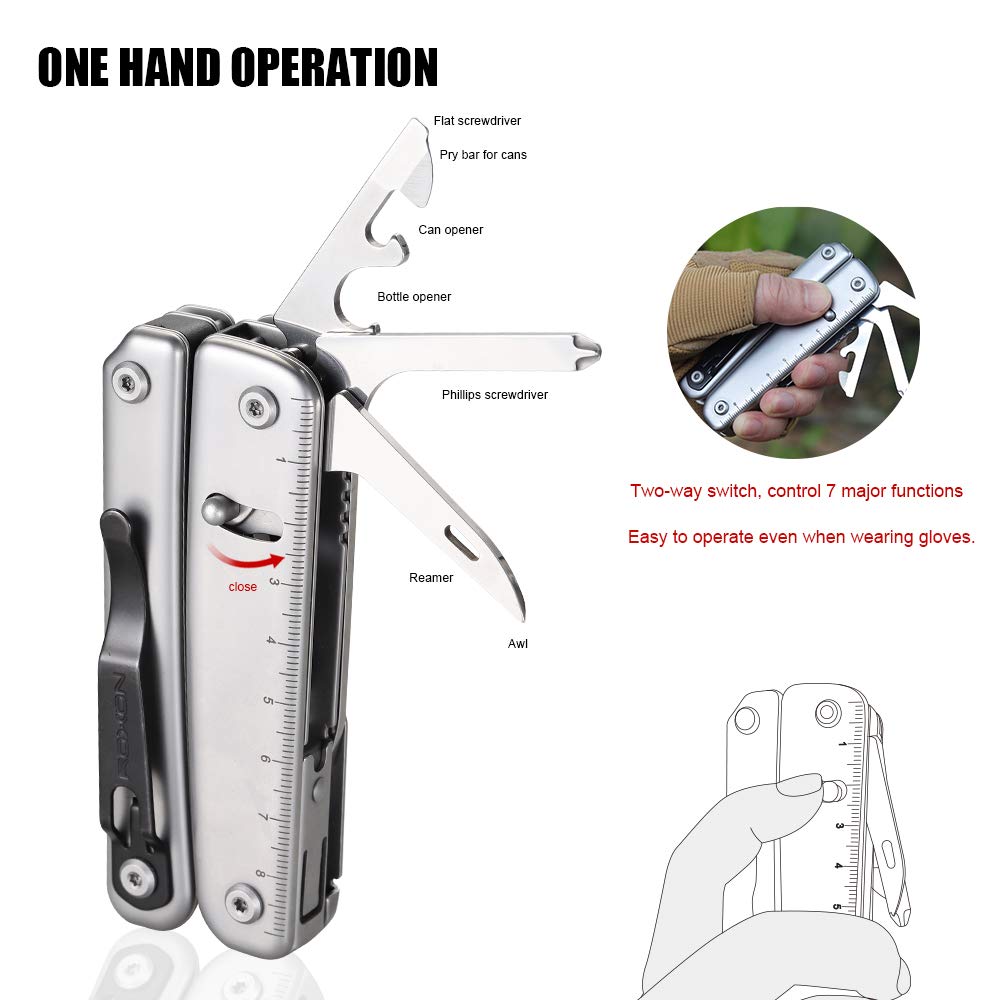- ROXON Flash Multitool Pliers | Survival Tool | Multi Tool with Flint Rod -