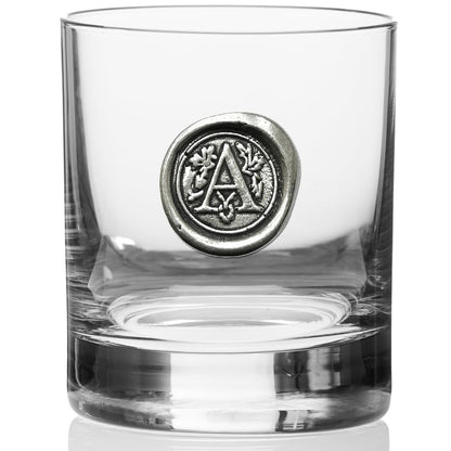 - English Pewter Company 11oz Whisky Glass Tumbler with Monogram Initial -