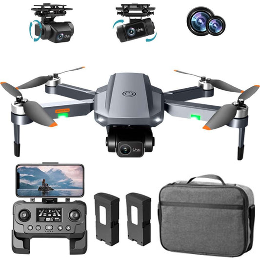 BAPHIYA GPS Drone with 4K Dual Cameras for Adults, 2-Axis Gimbal Foldable RC Quadcopter 5G FPV Brushless Motor Optical Flow Follow Me Auto Return 50 Mins Flight with 2 Battryies Includes Carrying Case