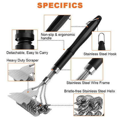 - Flintronic BBQ Grill Cleaning Brush | Barbecue Steel Brushes with Metal Scraper -