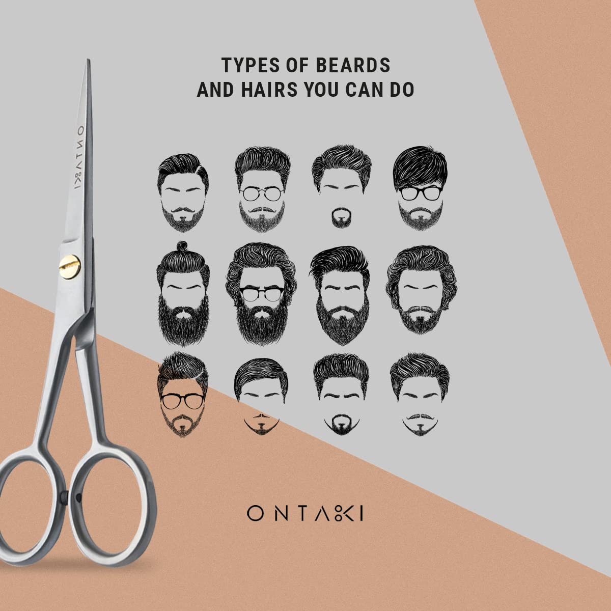 - ONTAKI Professional German Beard & Mustache Scissors -